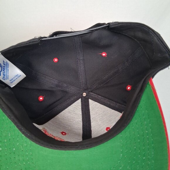 Vintage 1990s Chevrolet Cap Hat Black Red Auto Racing Script Embroidered #1 Team - Picture 9 of 15
